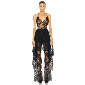 Monse Tie Back Lace Top in Black